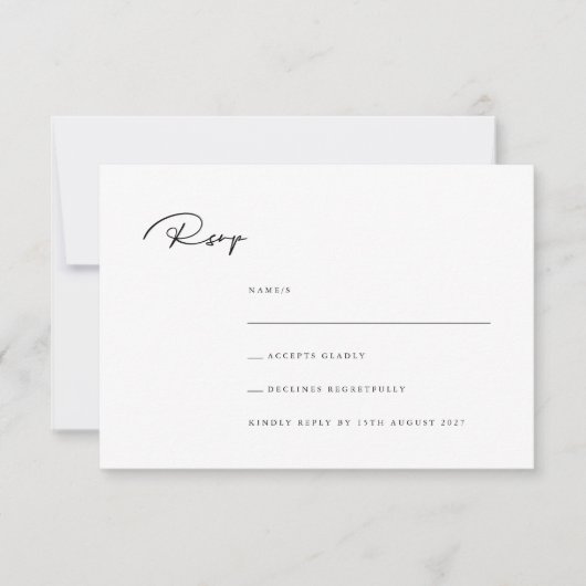 Elegante Minimalistische Hochzeitskarten RSVP Karte (Vorderseite)