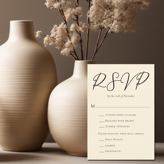 Elegante Minimalistische Hochzeitsmahlzeit RSVP Karte