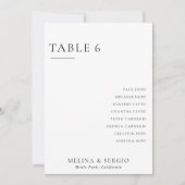 Elegante Minimalistische Hochzeitstabelle 6 Sitzpl Einladung (Vorderseite)