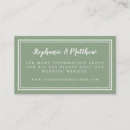 Elegante minimalistische Hochzeitswebsite in Salbe Begleitkarte