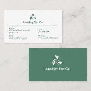 Elegante Minimalistische Hotel-Tea-Themen-Sauberke Visitenkarte