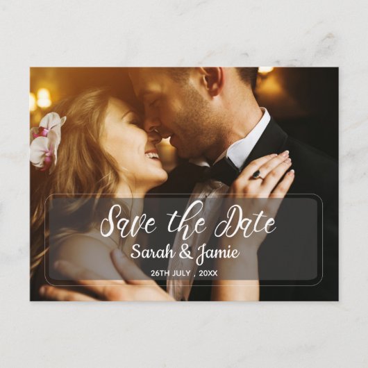 Elegante Minimalistische Imitate Vellum 2 Foto Hoc Ankündigungspostkarte (Vorderseite)