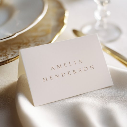 Elegante Minimalistische Ivory Taupe Hochzeit Plat Tischnummer