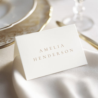 Elegante Minimalistische Ivory Taupe Hochzeit Plat Tischnummer
