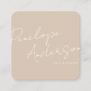 Elegante Minimalistische Kakaocreme Boho Chic Mode Quadratische Visitenkarte