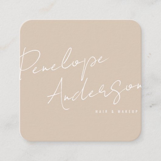 Elegante Minimalistische Kakaocreme Boho Chic Mode Quadratische Visitenkarte (Vorderseite)