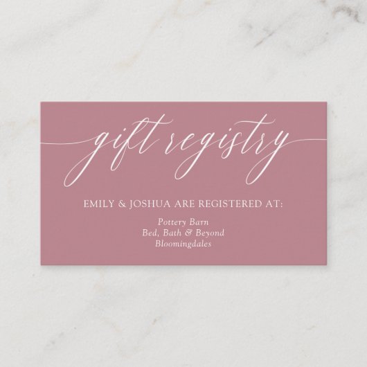 Elegante Minimalistische Kalligrafie - Pink Gift R Begleitkarte (Vorderseite)