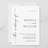 Elegante Minimalistische Kalligrafie Schwarz-weiß Einladung (Vorderseite)