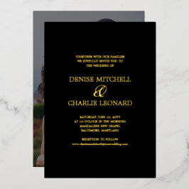 Elegante Minimalistische Kalligrafie Schwarzes Fot Folieneinladung