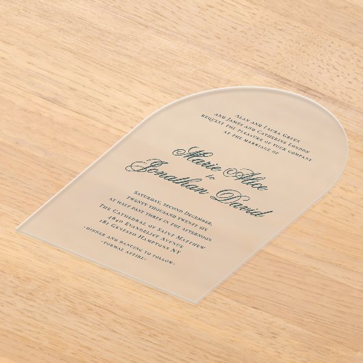 Elegante Minimalistische Kalligrafie-SkriptWedding Acryleinladungen (Ablage )
