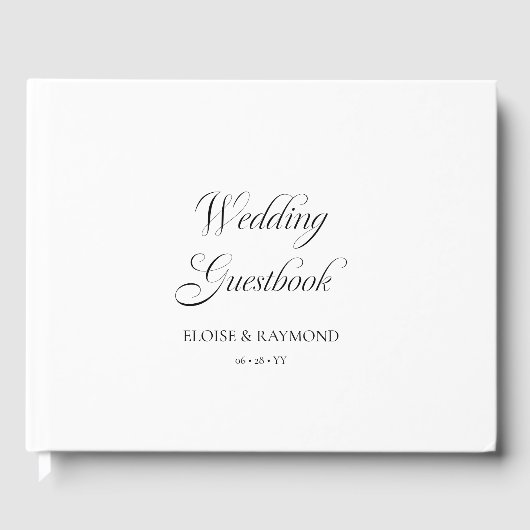 Elegante Minimalistische Kalligrafie White Wedding Gästebuch (Vorderseite)