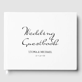 Elegante Minimalistische Kalligrafie White Wedding Gästebuch