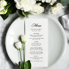 Elegante Minimalistische Kalligrafie White Wedding Menükarte