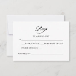 Elegante Minimalistische Kalligrafie White Wedding RSVP Karte