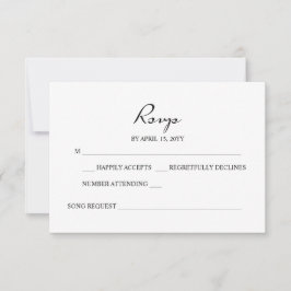 Elegante Minimalistische Kalligrafie White Wedding RSVP Karte