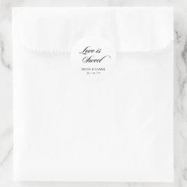 Elegante Minimalistische Kalligrafie White Wedding Runder Aufkleber