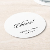 Elegante Minimalistische Kalligrafie White Wedding Runder Pappuntersetzer (Angewinkelt)