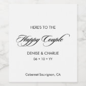 Elegante Minimalistische Kalligrafie White Wedding Weinetikett (Einzelnes Label)