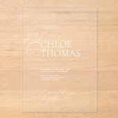 Elegante Minimalistische Kalligraphie-Hochzeit Acryleinladungen (Vorderseite)