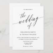 Elegante Minimalistische Kalligraphie-Hochzeit Einladung (Vorne/Hinten)