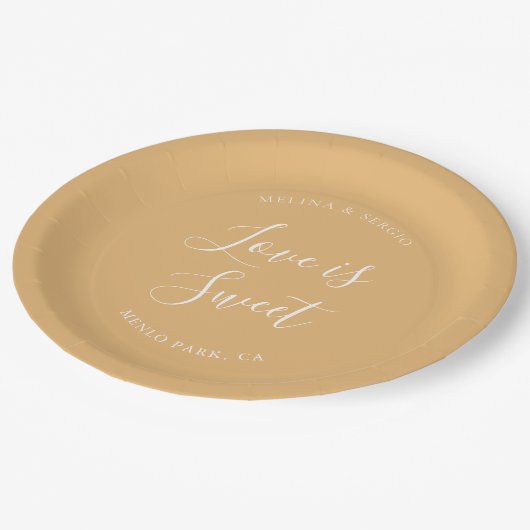 Elegante Minimalistische Kalligraphie-Hochzeit Pappteller (Schrägansicht)