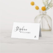 Elegante Minimalistische Kalligraphie-Hochzeit Platzkarte (Vorderseite)