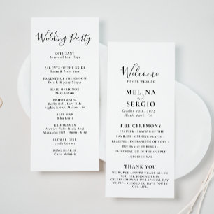 Elegante Minimalistische Kalligraphie-Hochzeit Programm