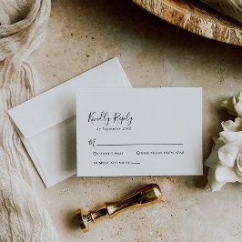 Elegante Minimalistische Kalligraphie-Hochzeit RSVP Karte