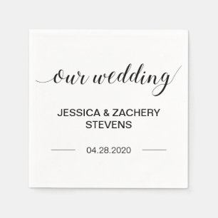 Elegante Minimalistische Kalligraphie-Hochzeit Serviette