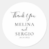 Elegante Minimalistische Kalligraphie Hochzeit Vie Runder Aufkleber (Vorderseite)