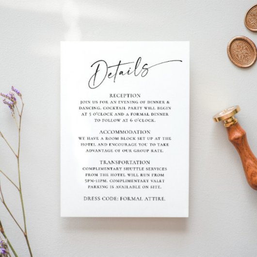 Elegante Minimalistische kalligraphische Hochzeitd Begleitkarte