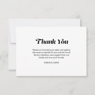 Elegante Minimalistische kalligraphische White Wed Dankeskarte