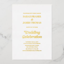 Elegante Minimalistische kalligraphische White Wed Folieneinladung