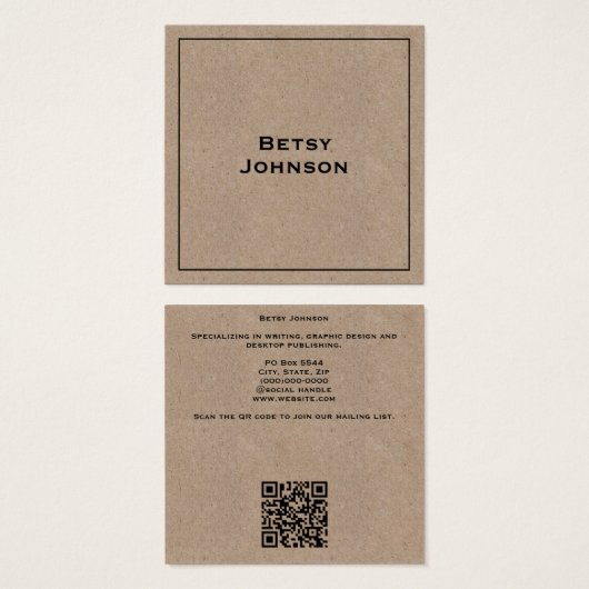 Elegante Minimalistische Kraft Paper Style Busines (Vorne & Hinten)