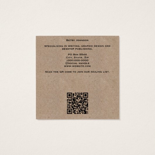 Elegante Minimalistische Kraft Paper Style Busines (Rückseite)