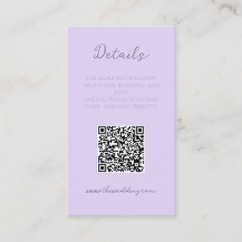 Elegante Minimalistische Lavendel-Hochzeitdetails Visitenkarte