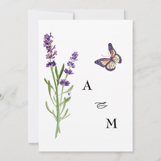 Elegante Minimalistische Lavendelhochzeit Einladung (Rückseite)