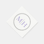 Elegante Minimalistische Lavender Monogram Wedding Serviette (Ecke)