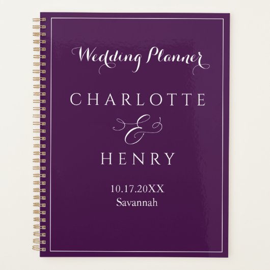 Elegante Minimalistische Lila Hochzeit Planer (Vorderseite)