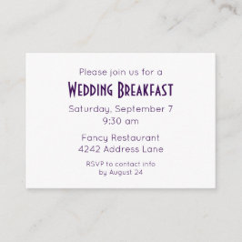 Elegante Minimalistische Lila Hochzeitsveranstaltu Begleitkarte