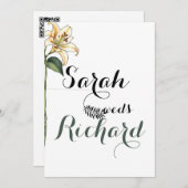 Elegante Minimalistische Lily Wedding Einladung (Vorne/Hinten)