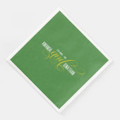 Elegante Minimalistische Lime Green und White Wedd Serviette (Ecke)
