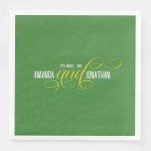 Elegante Minimalistische Lime Green und White Wedd Serviette (Vorderseite)