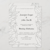 Elegante Minimalistische Linien Kunst, Dichtung un Einladung (Vorne/Hinten)