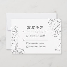 Elegante Minimalistische Linien Kunst, Dichtung un RSVP Karte