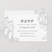 Elegante Minimalistische Linien Kunst, Dichtung un RSVP Karte (Vorne/Hinten)
