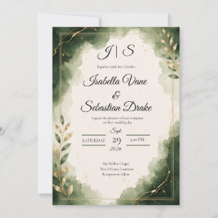 Elegante minimalistische Luxus-Hochzeit in Smaragd Einladung