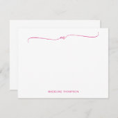 Elegante Minimalistische Magenta Monogram-Kalligra Mitteilungskarte (Vorne/Hinten)