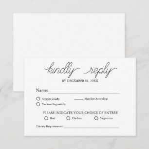 Elegante Minimalistische Mahlzeiten RSVP Karte