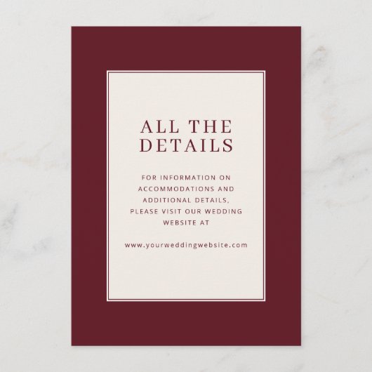 Elegante Minimalistische Marone Karte (Vorderseite)